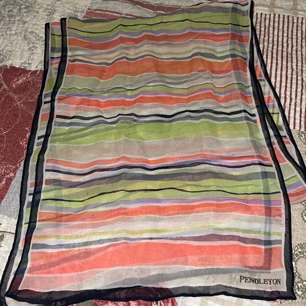 Vintage Pendleton silk oblong scarf 48” x 10”